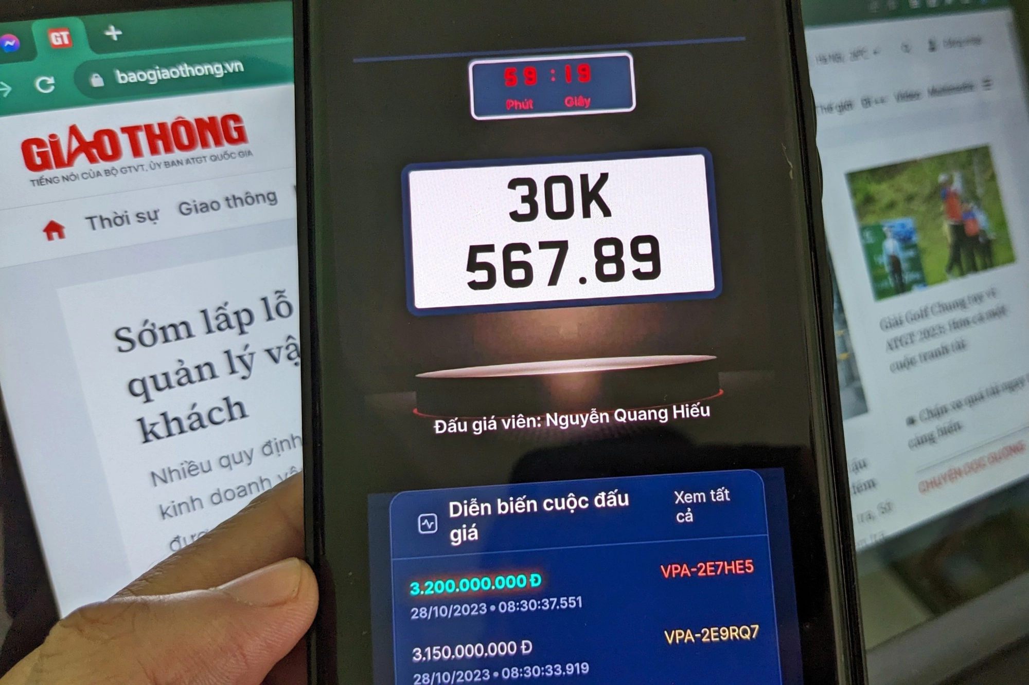 Biển số 30K-567.89 chốt giá 16,570 tỷ đồng khi đấu giá lại - Ảnh 1. Biển số 30K-567.89 chốt giá 16,570 tỷ đồng khi đấu giá lại - Ảnh 1.