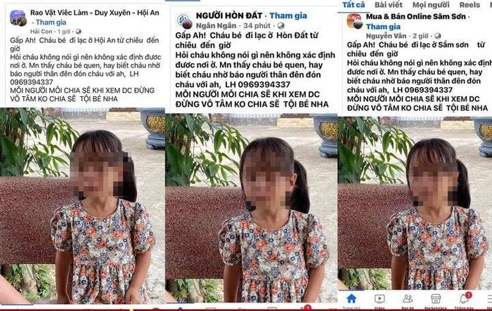 cdee2c22ed6f04315d7e Bài viết đăng tải ở nhiều hội, nhóm về trường hợp cháu bé đi lạc là hoàn toàn sai sự thật. (Ảnh: C.A)