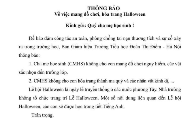 Nhiều trường học không tổ chức lễ hội Halloween - Ảnh 1.