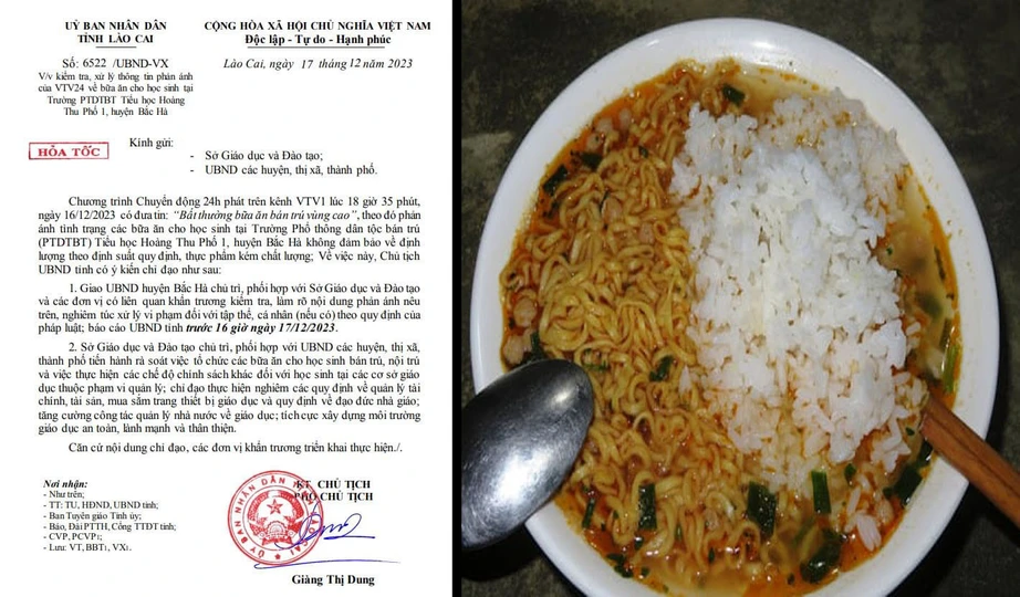 Chủ tịch UBND tỉnh Lào Cai yêu cầu xác minh vụ 11 học sinh ăn 2 gói mì tôm chan cơm - Ảnh 1.