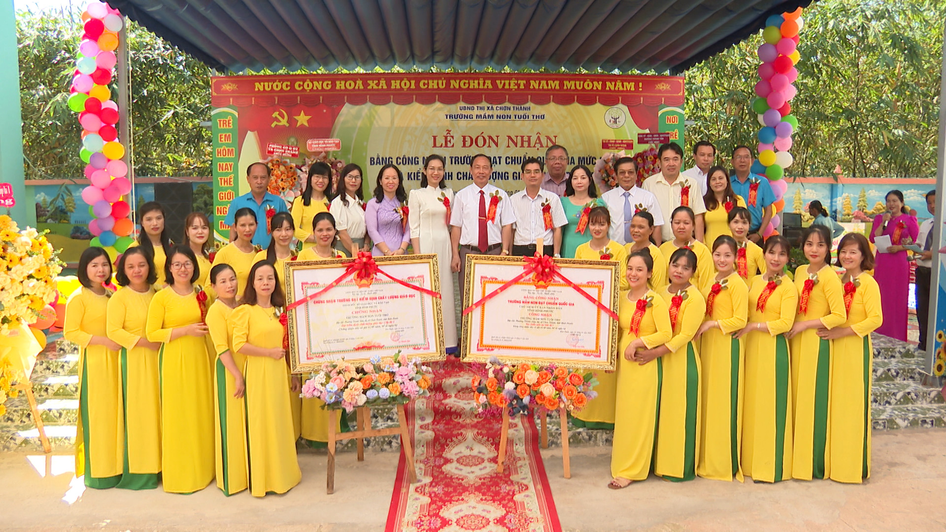 Bình Phước: Lễ đón bằng công nhận Trường Mầm non Tuổi Thơ đạt chuẩn quốc gia