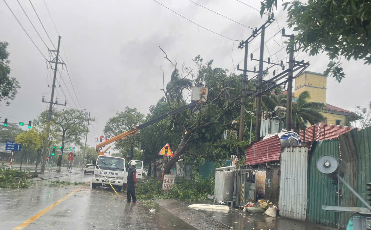 Thái Bình: Nhiều nơi dân mất điện, cần 3-4 ngày để khắc phục hoàn toàn- Ảnh 1.