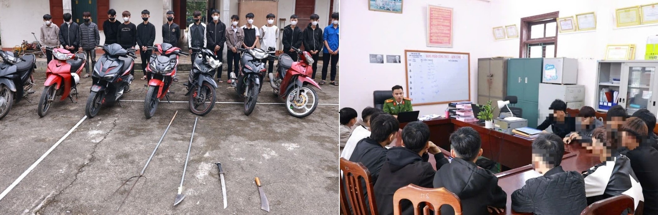 Xử lý nhóm đối tượng mang theo hung khí, chạy xe dàn hàng ngang trên đường- Ảnh 1. Xử lý nhóm đối tượng mang theo hung khí, chạy xe dàn hàng ngang trên đường- Ảnh 1.