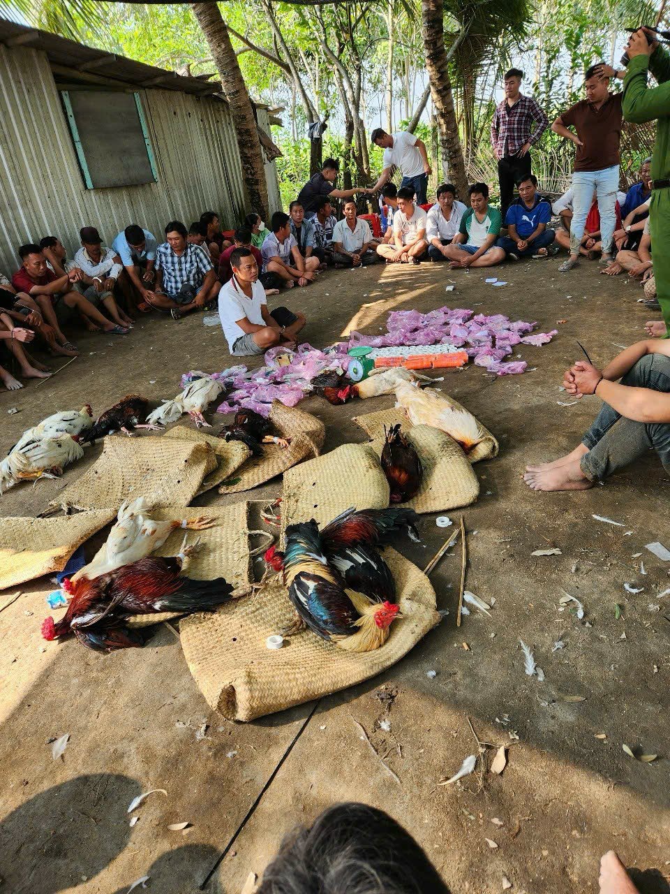 Long An: Bắt quả tang 58 đối tượng đánh bạc, tổ chức đánh bạc- Ảnh 1.