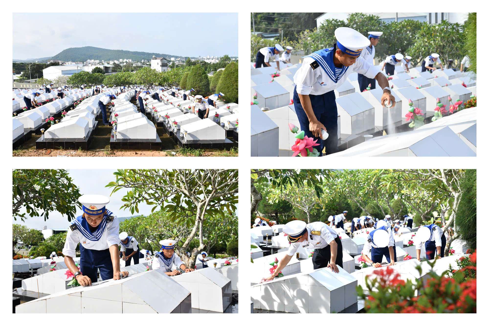 Cán bộ, chiến sĩ Vùng 5 Hải quân làm đẹp Nghĩa trang liệt sĩ Phú Quốc