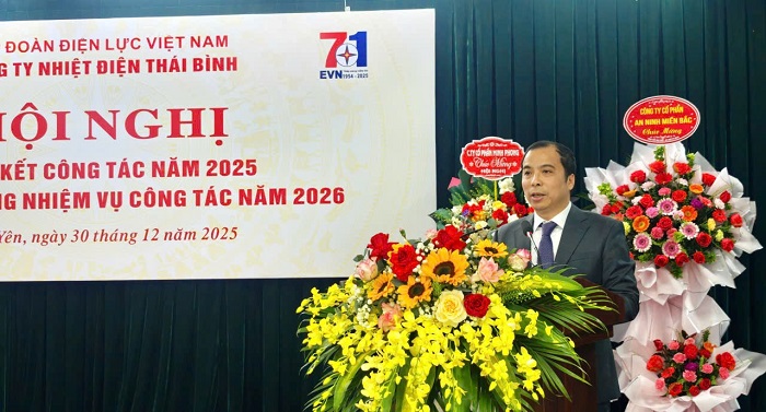 nhiet-dien-thai-binh-phan-dau-thuc-hien-thang-loi-cac-muc-tieu-nhiem-vu-nam-2026_6953951c920a7 Phát biểu chỉ đạo tại Hội nghị, Ủy viên BCH Đảng ủy, Phó Tổng Giám đốc Tập đoàn Điện lực Việt Nam Ngô Sơn Hải