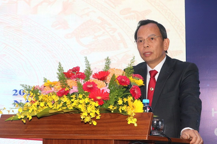 Ông Vũ Thanh Hải, Bí thư Đảng ủy, Giám đốc Nhà máy Nhiệt điện Vĩnh Tân 4 phát biểu tại hội nghị triển khai kế hoạch năm 2026