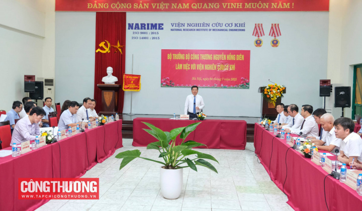 Bộ trưởng Nguyễn Hồng Diên làm việc với Viện Nghiên cứu Cơ khí (NARIME)